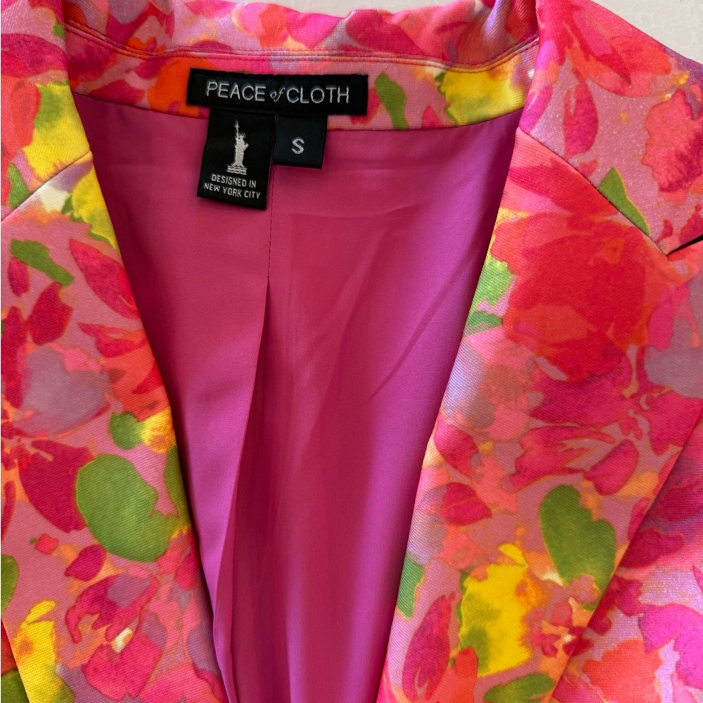 Peace of Cloth Vibrant Floral Blazer - Pink and Green